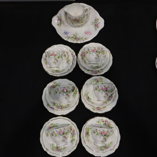 167 - Royal Albert tea service of twenty-one pieces, in the Moss Rose pattern. Not available for in-house ... 