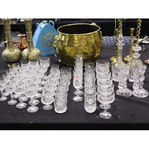 279 - Collection of German crystalline Zweisel drinking glasses and decanters. Not available for in-house ... 