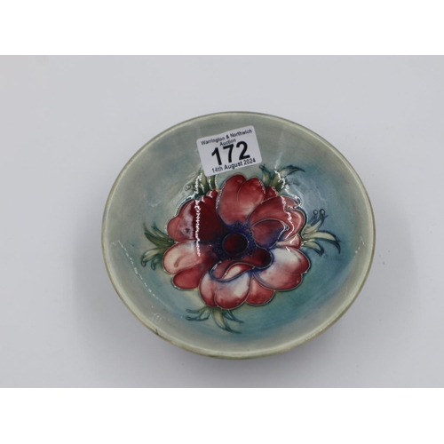 172 - Moorcroft footed bowl in the Anemone pattern on a graduated green ground, D: 16cm. UK P&P Group 2 (£... 