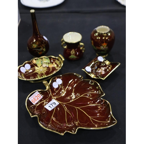 179 - Six pieces of Carlton Ware Rouge Royale. UK P&P Group 3 (£30+VAT for the first lot and £8+VAT for su... 