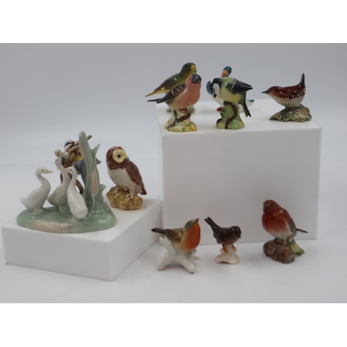 204 - Eleven ceramic bird figures, including Beswick, Goebel and Nao examples. Not available for in-house ... 