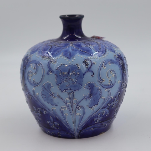 207 - James Macintyre Gesso Faience Ware globular vase, H: 20 cm, scrape to base otherwise good, age relat... 