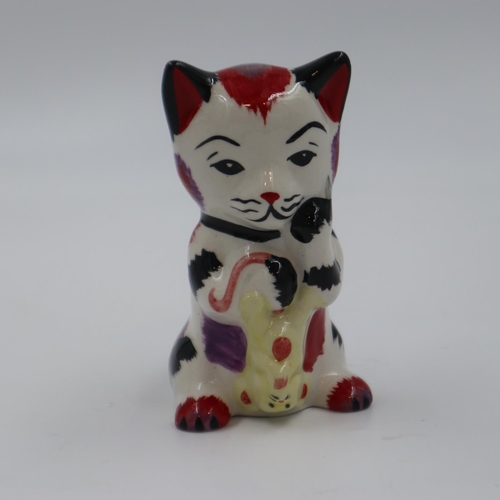 227 - Lorna Bailey cat figure Mousetrap, no cracks or chips, H: 13 cm. UK P&P Group 1 (£16+VAT for the fir... 