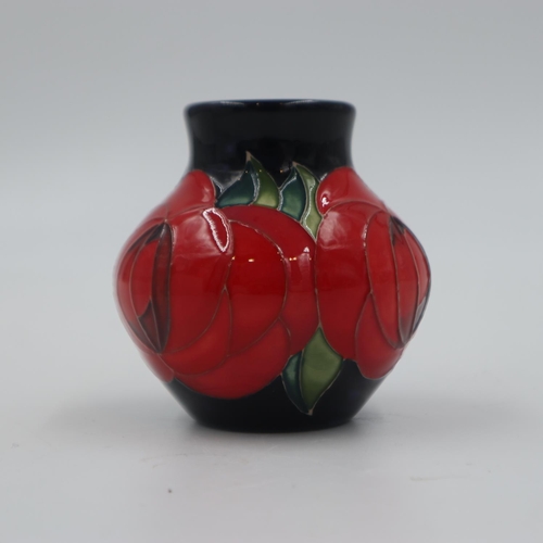 235 - Moorcroft Red Rose vase, 2015, H: 90 mm. UK P&P Group 1 (£16+VAT for the first lot and £2+VAT for su... 