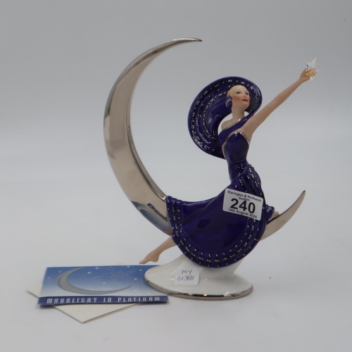 240 - Franklin Porcelain ceramic figure, Moonlight in Platinum, with CoA. UK P&P Group 2 (£20+VAT for the ... 