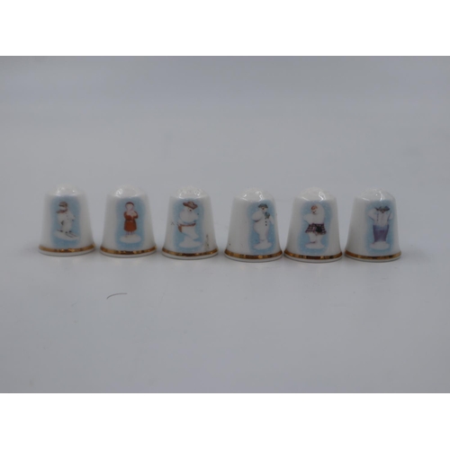 241 - Set of six rare Royal Doulton Snowman thimbles. UK P&P Group 1 (£16+VAT for the first lot and £2+VAT... 