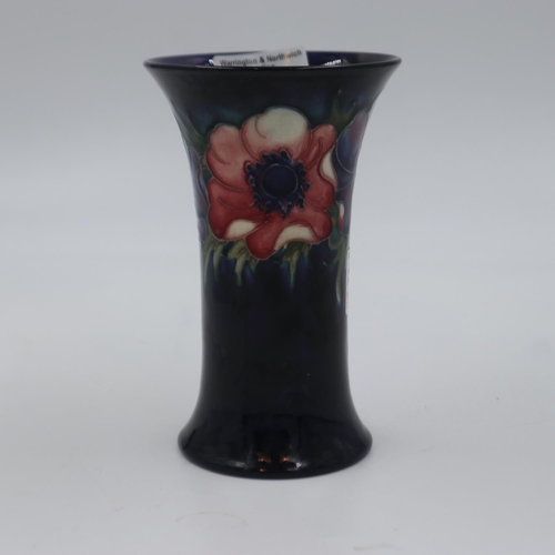 248 - Moorcroft flared vase in the Anemone pattern, on a cobalt blue ground, 15cm H. UK P&P Group 1 (£16+V... 