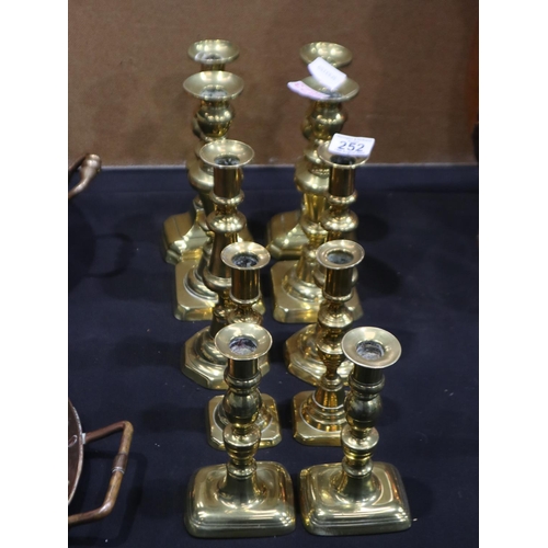 252 - Five pairs of 19th century brass candlesticks, largest pair H: 26 cm. UK P&P Group 2 (£20+VAT for th... 