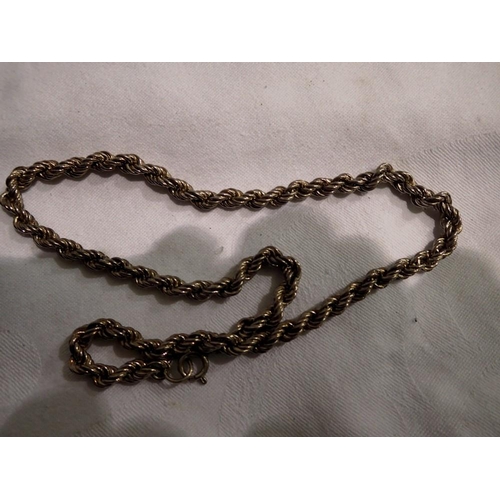 1075 - 925 silver rope-link neck chain, 21g. UK P&P Group 0 (£6+VAT for the first lot and £1+VAT for subseq... 