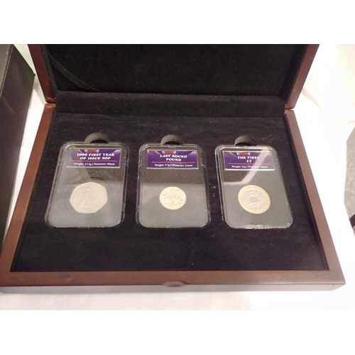 1088 - Decimal three coin presentation set, slabbed and cased. UK P&P Group 1 (£16+VAT for the first lot an... 