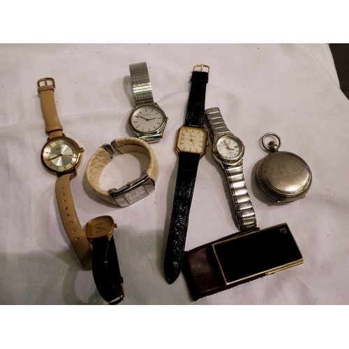 1098 - Gents and ladies fashion watches, including Tissot, Sekonda etc., with a Pierre Cardin cigarette lig... 