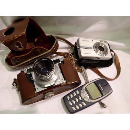 1162 - Lordomat 94049 camera in leather case. Super Slim X57 camera and a Nokia mobile phone. MP8296. UK P&... 