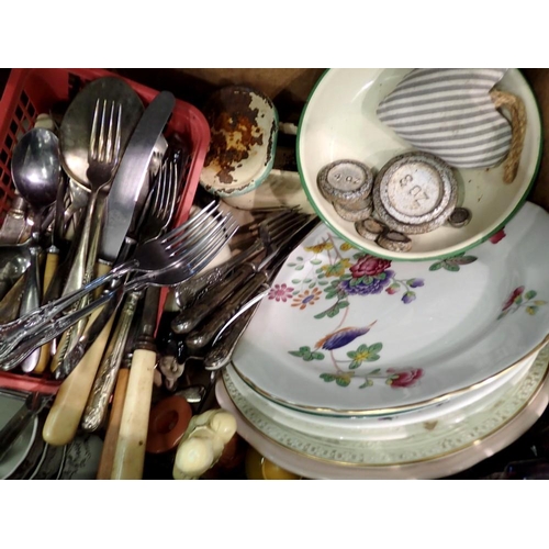 1292 - Mixed flatware and vintage scales. Not available for in-house P&P