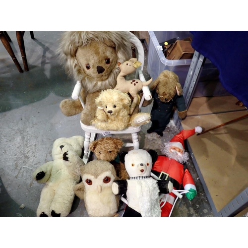 1293 - Childrens rocking chair and vintage teddies. Not available for in-house P&P