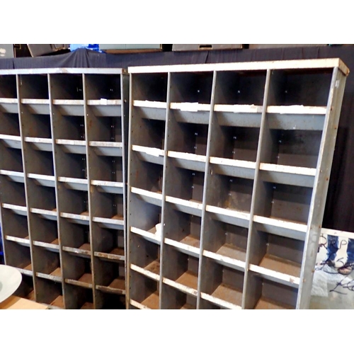 1721A - Two large metal multi compartment parts bin organiser, 92 x 183 x 32 cm. Not available for in-house ... 