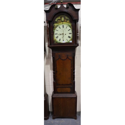 270 - George Parker of Ulverston: an English longcase clock, painted dial with architectural scenes, 8-day... 