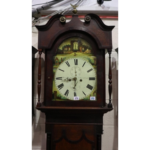 270 - George Parker of Ulverston: an English longcase clock, painted dial with architectural scenes, 8-day... 