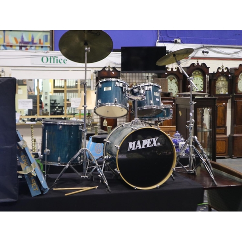 291 - Mapex 'M series' full drum kit with stands, stool and silencers. Not available for in-house P&P