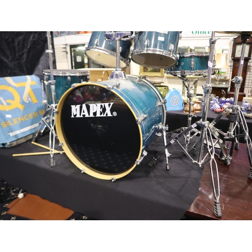 291 - Mapex 'M series' full drum kit with stands, stool and silencers. Not available for in-house P&P