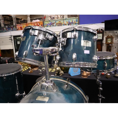 291 - Mapex 'M series' full drum kit with stands, stool and silencers. Not available for in-house P&P