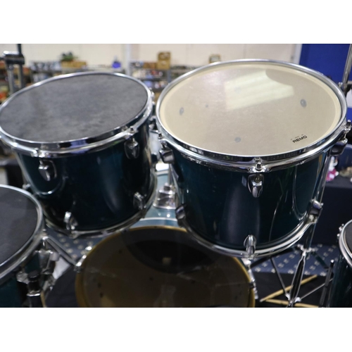 291 - Mapex 'M series' full drum kit with stands, stool and silencers. Not available for in-house P&P