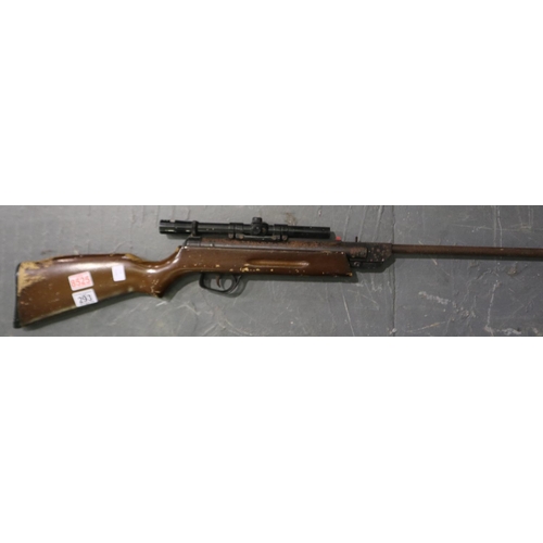 293 - Vintage .22 air rifle with telescopic sights. UK P&P Group 3 (£30+VAT for the first lot and £8+VAT f... 