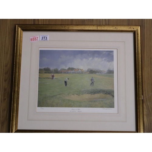 313 - Craig Campbell limited edition print of Three to win Muirfield, 422/500, 30 x 42 cm. Not available f... 