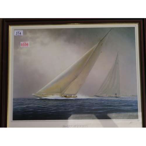 314 - Framed print of The Rangod, part of the Super Yacht series by Jim Thompson, signed by the artist, 40... 