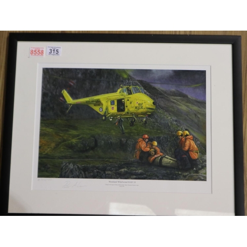 315 - Peter Alexander Lane limited edition print of The Westland Whirlwind HAR10. Not available for in-hou... 