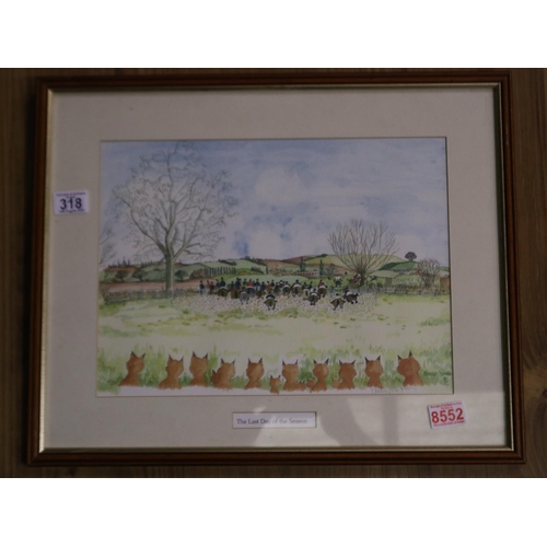 318 - Framed Last Day of The Season, Fox hunting print, 28 x 40 cm. Not available for in-house P&P