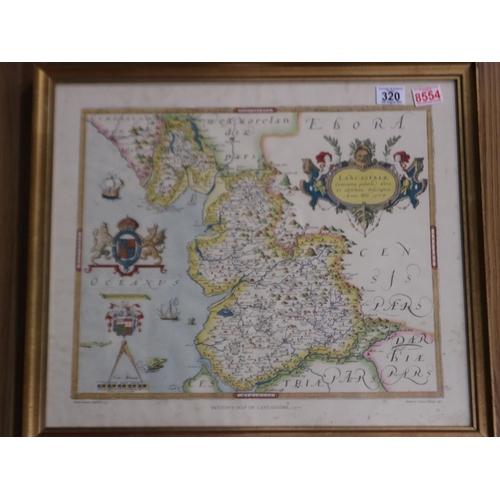 320 - 1577 map of Lancashire, issued 1960 by The British Museum. Not available for in-house P&P