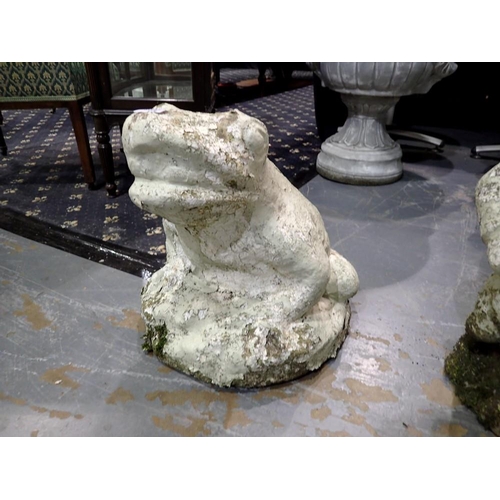 1810L - Large reconstituted stone frog, later painted, H: 41 cm. Not available for in-house P&P