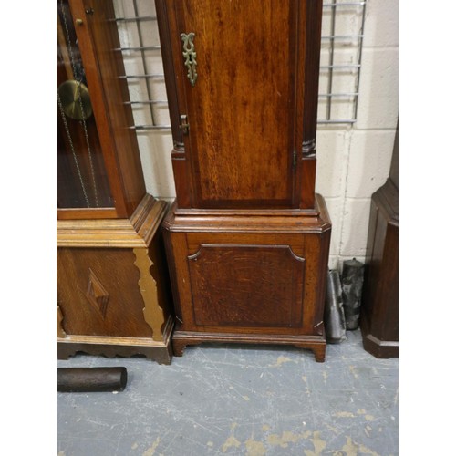 272 - Oak cased 19th century longcase clock with brass dial, H: 206 cm. Not available for in-house P&P