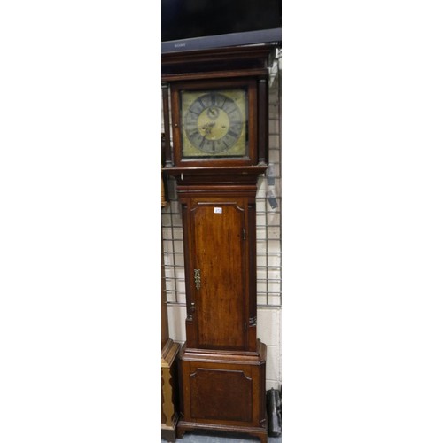 272 - Oak cased 19th century longcase clock with brass dial, H: 206 cm. Not available for in-house P&P