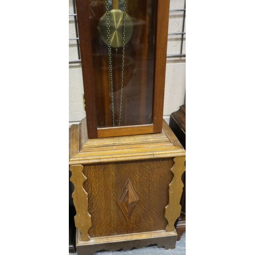 273 - Early 20th century longcase clock of architectural form, H: 185 cm. Not available for in-house P&P