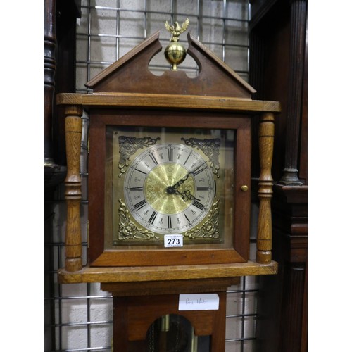 273 - Early 20th century longcase clock of architectural form, H: 185 cm. Not available for in-house P&P