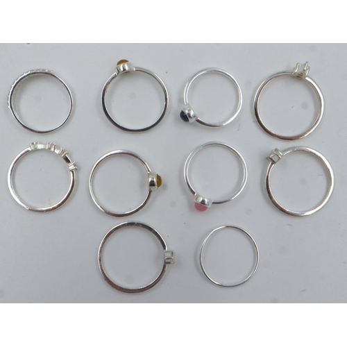 26 - Ten 925 silver rings, some set with stones. UK P&P Group 0 (£6+VAT for the first lot and £1+VAT for ... 