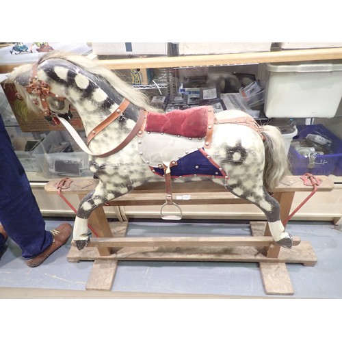 2201 - Collinsons of Liverpool rocking horse, frame length 123 cm, in need of a little tlc. Not available f... 