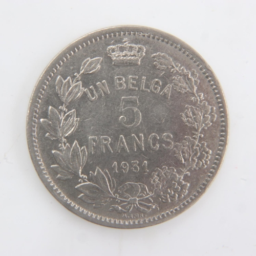 2013 - 1931 - Silver 5 Francs of Belgium - gVF. UK P&P Group 0 (£6+VAT for the first lot and £1+VAT for sub... 