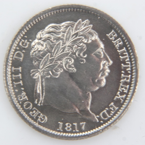 2022 - 1817 - silver Shilling of George III -gEF. UK P&P Group 0 (£6+VAT for the first lot and £1+VAT for s... 