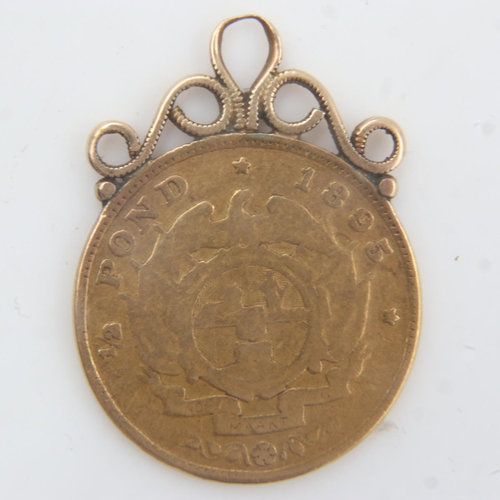 2023 - 1895 South African gold half pond with soldered mount, 4.4g. UK P&P Group 0 (£6+VAT for the first lo... 