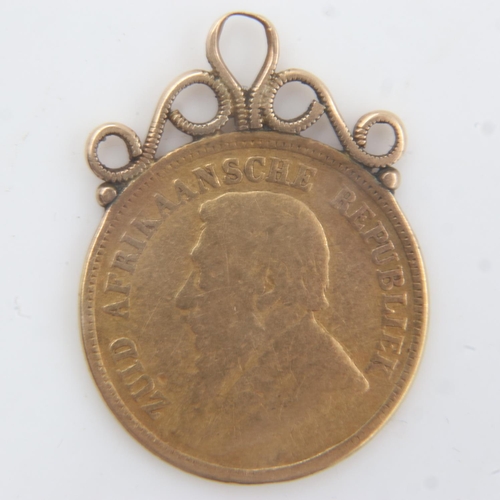 2023 - 1895 South African gold half pond with soldered mount, 4.4g. UK P&P Group 0 (£6+VAT for the first lo... 