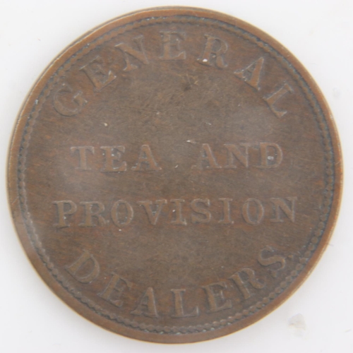 2026 - Early 20th century token - tea and provisions - Deansgate, Manchester - gVF. UK P&P Group 0 (£6+VAT ... 