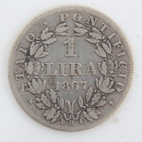 2029 - 1867 - Silve Lira - Papal states. UK P&P Group 0 (£6+VAT for the first lot and £1+VAT for subsequent... 