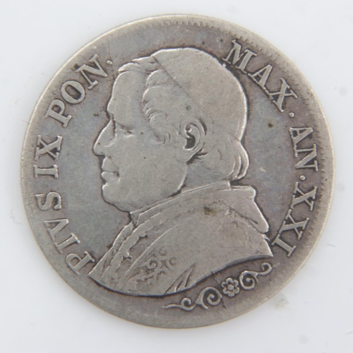 2029 - 1867 - Silve Lira - Papal states. UK P&P Group 0 (£6+VAT for the first lot and £1+VAT for subsequent... 