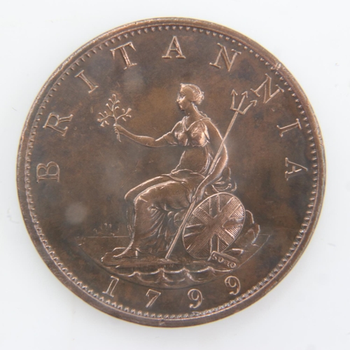 2039 - 1799 - Halfpenny of George III - aEF. UK P&P Group 0 (£6+VAT for the first lot and £1+VAT for subseq... 