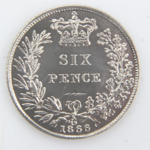 2041 - 1866 Die no. 19 - Silver Sixpence of queen Victoria - nEF. UK P&P Group 0 (£6+VAT for the first lot ... 