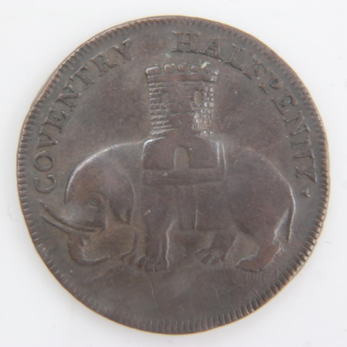 2042 - 1792 - Coventry halfpenny with elephant under castle - EF. UK P&P Group 0 (£6+VAT for the first lot ... 