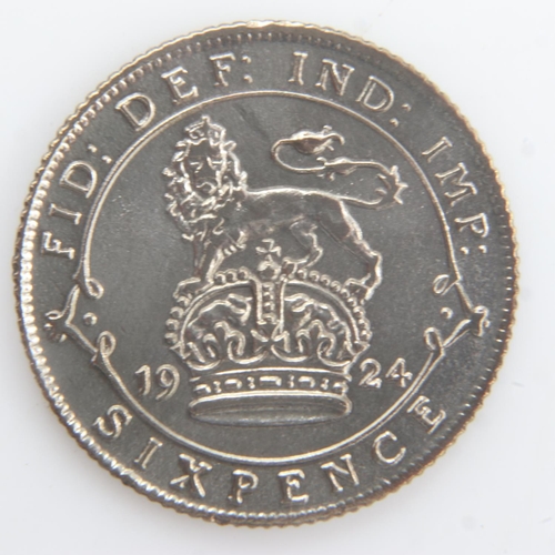 2052 - 1924 - silver sixpence of George V - gVF. UK P&P Group 0 (£6+VAT for the first lot and £1+VAT for su... 