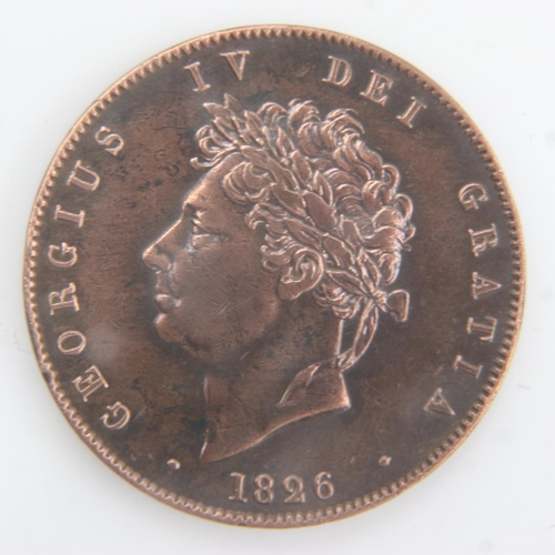 2054 - 1826 - halfpenny of George IV - aEF. UK P&P Group 0 (£6+VAT for the first lot and £1+VAT for subsequ... 